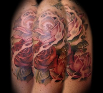 Kelly Doty - Rose and Magnolia tattoo